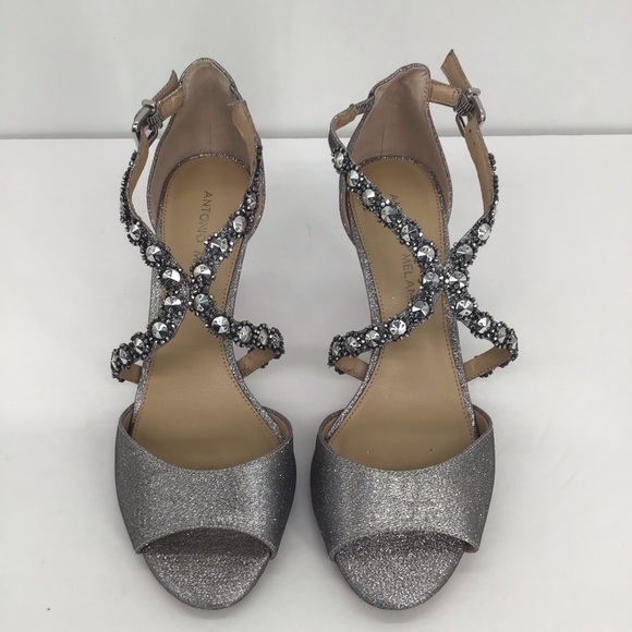 Antonio Melani Jamme Galaxy Heel Formal Wedding Party Silver Size 7 - Picture 3 of 9